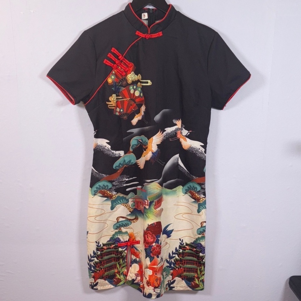 Source Unknown Womens Black and Multicolor Mini Dress Size XS Formal Casual